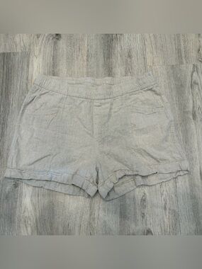 Old‎ Navy Linen Blend Pull-On Shorts Size Large Beige Elastic Waist Pockets